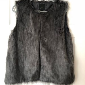 Gray synthetic fur vest